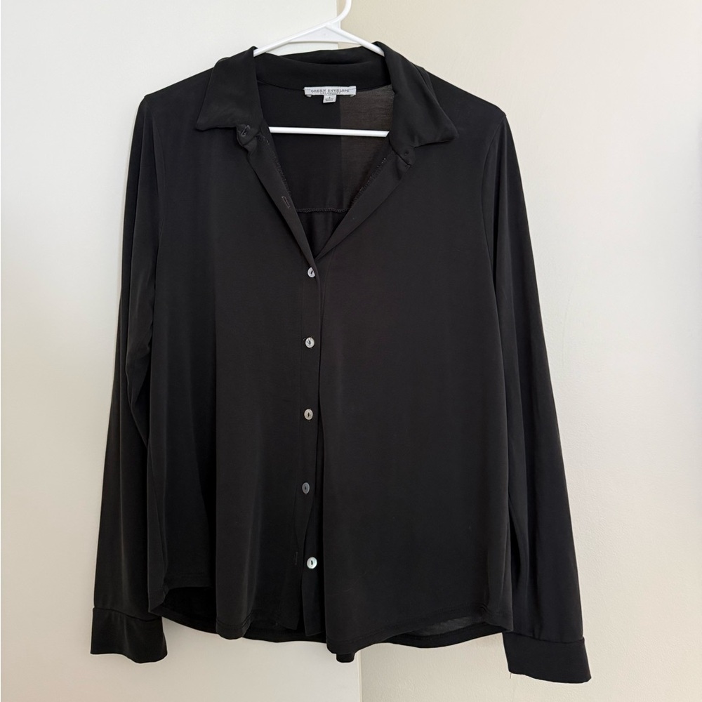 Green Envelope Black Button-Down Shirt